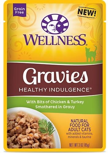 Wellness Healthy Indulgence Natural Grain Free Gravies with Chicken and Turkey in Gravy Cat Food Pouch