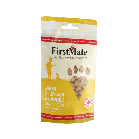 FirstMate Pet Foods Mini Trainers Cage Free Chicken Meal & Blueberries Dog Treats