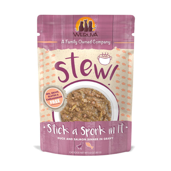 Weruva Cat Stew! Stick a Spork in It Duck & Salmon Dinner in Gravy Wet Cat Food (3.0 Oz - 12pk)