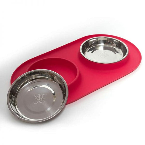 Messy Cats Silicone Bowl Red (Single)