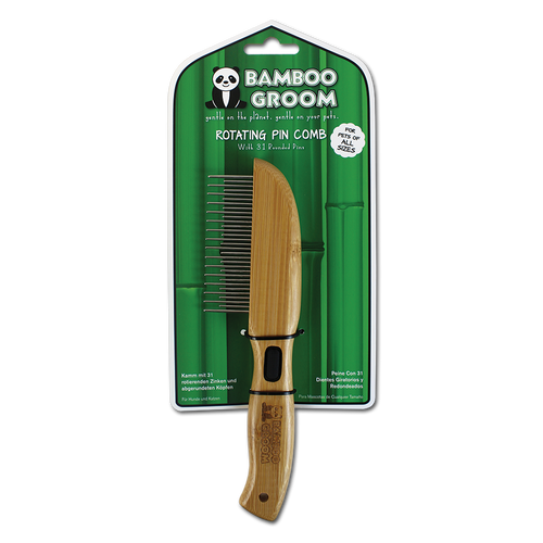 Bamboo Groom Rotating Pin Comb with 31 Rounded Pins (single count)