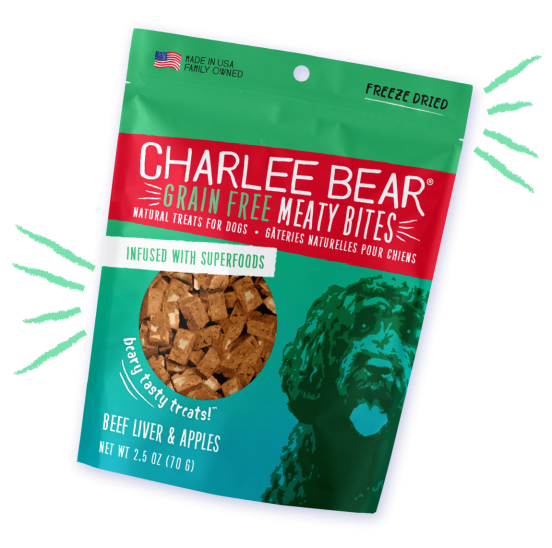 Charlee Bear Grain Free Meaty Bites Beef Liver & Apples (2.5oz)