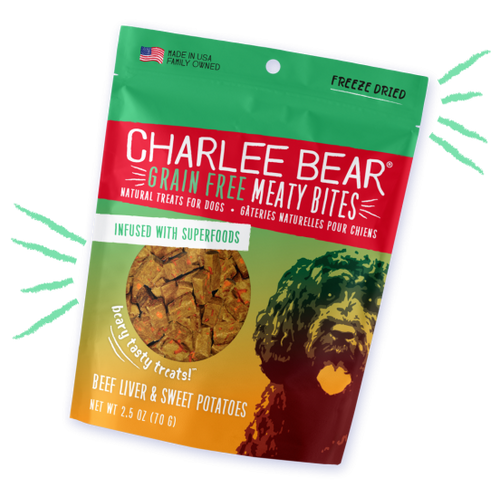 Charlee Bear Grain Free Meaty Bites Beef Liver & Sweet Potatoes (2.5oz)