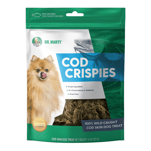 Dr. Marty Cod Crispies 100% Air-Dried Wild-Caught Cod Skin Treats (4-oz)