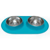 Messy Mutts Double Silicone Dog Feeder with Stainless Bowls (Large Grey)