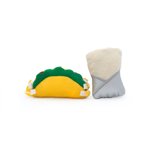 ZippyClaws® NomNomz® – Taco and Burrito Cat Toy (4 x 2.5 x 1 in each)
