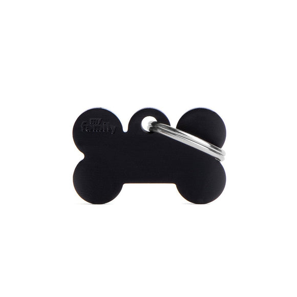 MyFamily ID Tag Basic Collection Small Bone Black in Aluminum