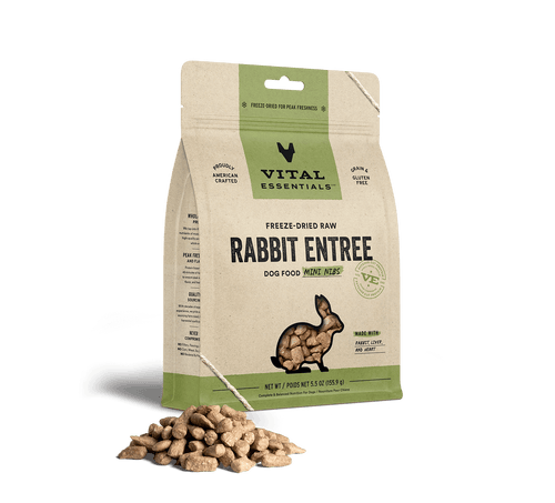 Vital Essentials Freeze-Dried Raw Rabbit Entrée Mini Nibs Dog Food (14 Oz)