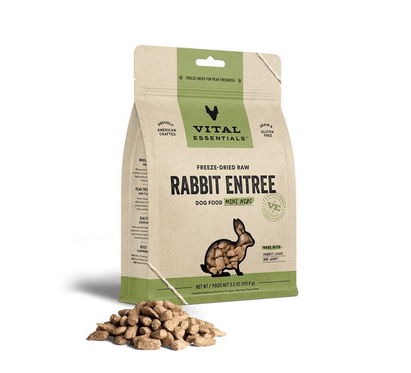 Vital Essentials Freeze-Dried Raw Rabbit Entrée Mini Nibs Dog Food (14 Oz)