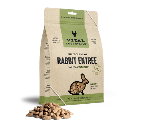 Vital Essentials Freeze-Dried Raw Rabbit Entrée Mini Nibs Dog Food (14 Oz)