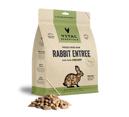 Vital Essentials Freeze-Dried Raw Rabbit Entrée Mini Nibs Dog Food (14 Oz)