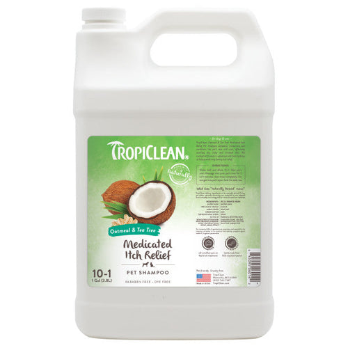 TropiClean Oatmeal & Tea Tree Medicated Itch Relief Shampoo for Pets (20 oz)