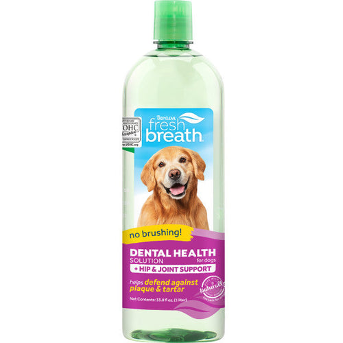 TropiClean Fresh Breath Dental Health Solution Plus Hip & Joint for Dogs