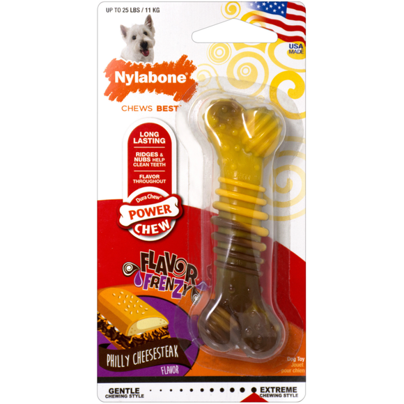 Nylabone Flavor Frenzy Power Chew Philly Cheesesteak Dog Toy