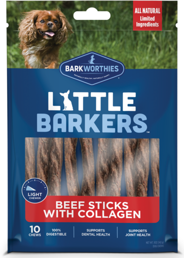 Barkworthies Little Barkers Beef Sticks with Collagen Dog Treats