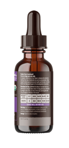 Earth Animal Apothecary No More Worms Organic Herbal Liquid Digestive Supplement For Dogs & Cats