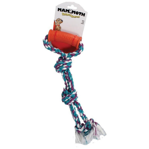 MAMMOTH FLOSSY CHEW TWIN TUG W/RUBBER HANDLE (16 IN, MULTI)