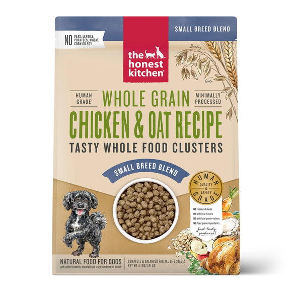 The Honest Kitchen Whole Grain Chicken Clusters For Small Breeds Dry Dog Food Chicken & Oat Recipe (4 LB)