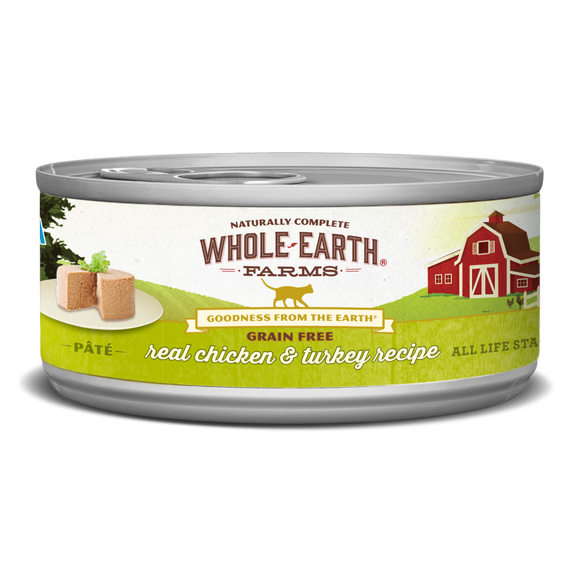 Whole Earth Farms Grain Free Real Chicken and Turkey Pate Canned Cat Food