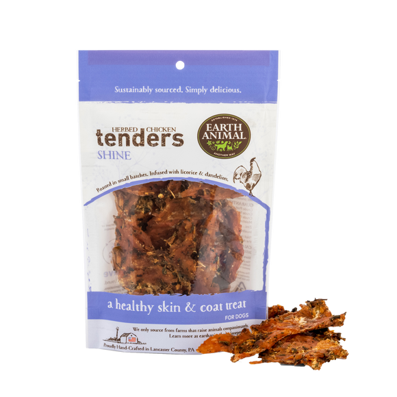 Earth Animal Shine Herbed Chicken Tenders Healthy Skin & Coat Treats For Dogs